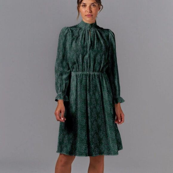 Tucker Stella Dress Emerald Spots in Silk stretch Charmeuse - Picture 1 of 2